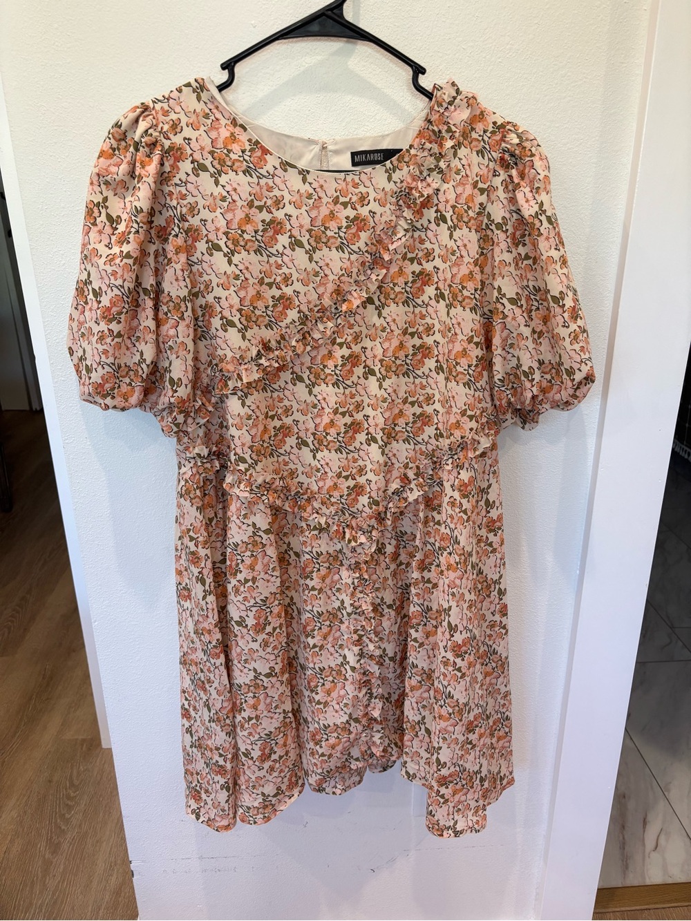 Mikarose Peach and Blush Floral Ruffle dress
